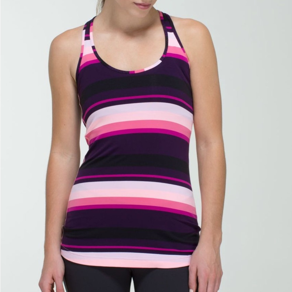 Lululemon Assorted Striped Bleached Coral Cool Racerback